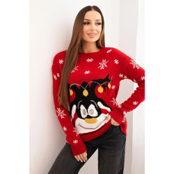Sieviešu sarkanais Ziemassvētku džemperis ar briežu briedi
