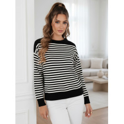 Sieviešu melns svītrains džemperis Elvara