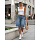 Women's blue denim shorts with belt Blue