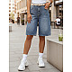 Women's blue denim shorts with belt Blue