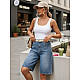 Women's blue denim shorts with belt Blue