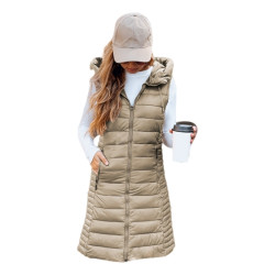 Women's brown hooded vest Warm