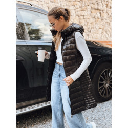 Women's black hooded vest Warm