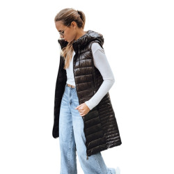 Women's black hooded vest Warm