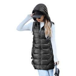 Sieviešu melna stepēta veste Foxy