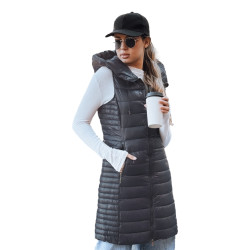 Women's dark grey hooded vest Warm