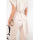 Sieviešu gaiši brūns komplekts ar platām biksēm Floren Sieviešu uzvalki