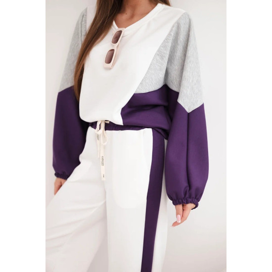 Sieviešu divkrāsains brīvā laika komplekts ar violetu ielaidumu Gabi Sieviešu uzvalki