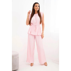 Sieviešu gaiši rozā plisēts komplekts Nici
