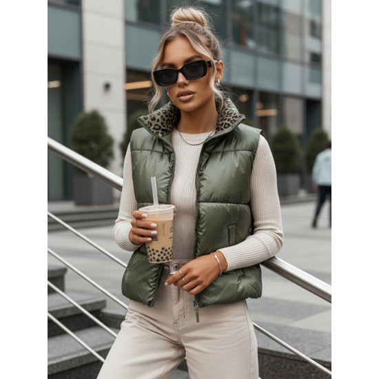 Sieviešu zaļā divpusējā veste Puff Sieviešu vestes