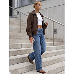 Women's Dark Brown Jacket Without a Hood Result