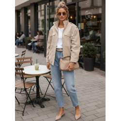 Sieviešu smilškrāsas zamšādas bomberjakete Silin