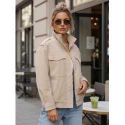 Sieviešu smilškrāsas zamšādas bomberjakete Silin
