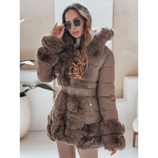 Sieviešu tumši brūna jaka ar kažokādu City