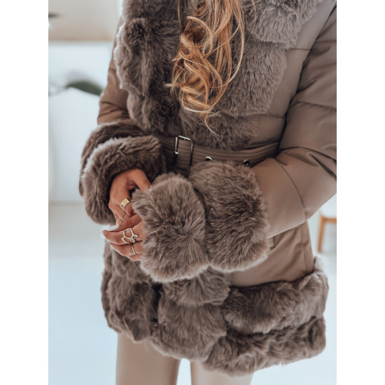 Sieviešu tumši brūna jaka ar kažokādu City