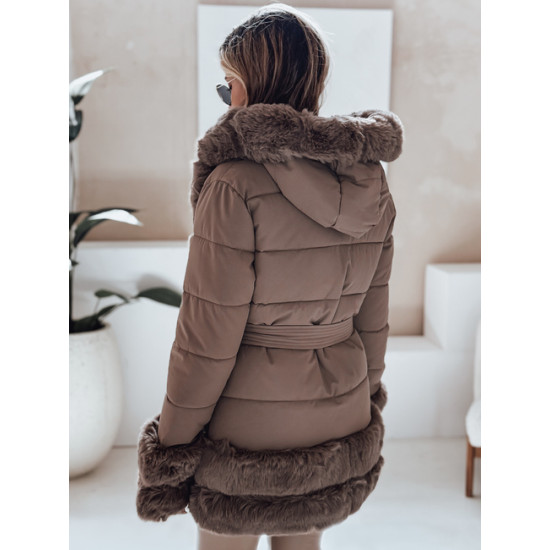 Sieviešu tumši brūna jaka ar kažokādu City