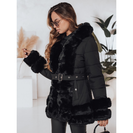 Sieviešu melna jaka ar kažokādu City Sieviešu jakas