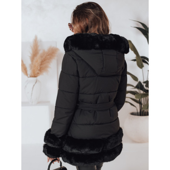 Sieviešu melna jaka ar kažokādu City Sieviešu jakas