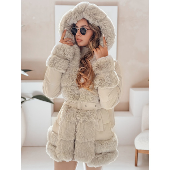 Sieviešu brūna jaka ar kažokādu City