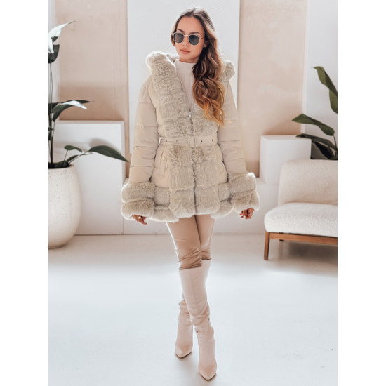 Sieviešu brūna jaka ar kažokādu City