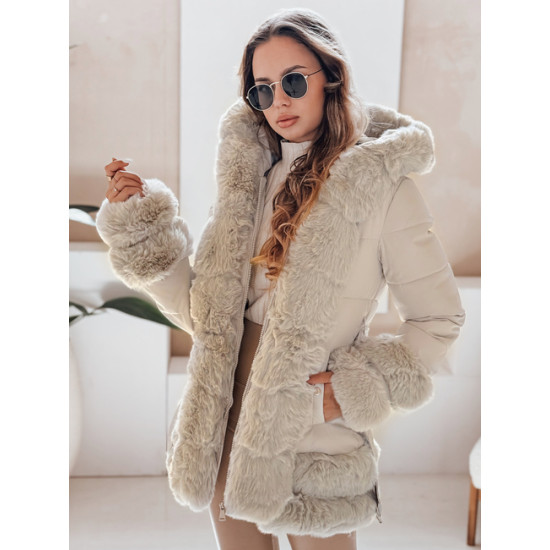 Sieviešu brūna jaka ar kažokādu City