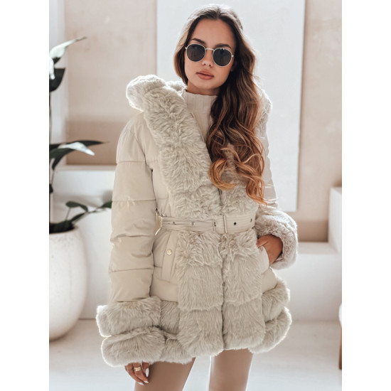 Sieviešu brūna jaka ar kažokādu City