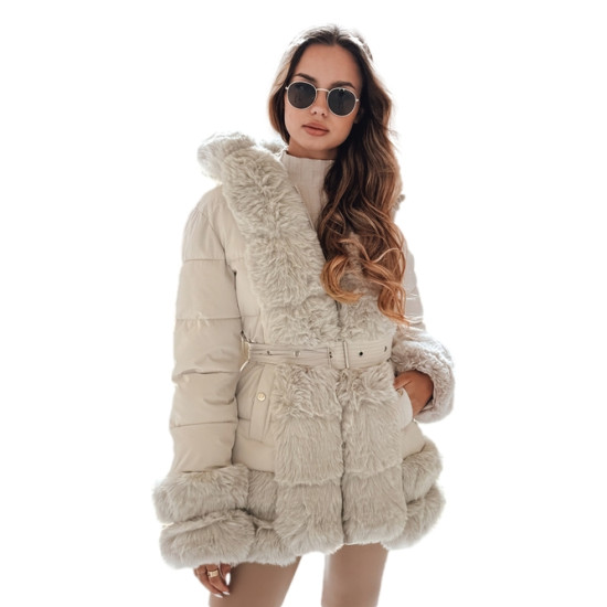 Sieviešu brūna jaka ar kažokādu City