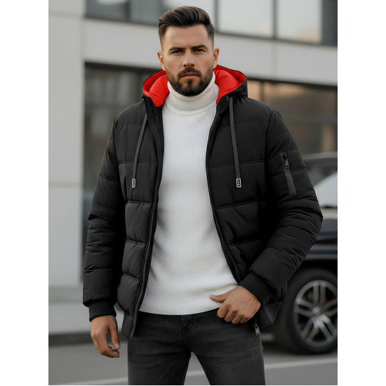 Vīriešu melna ziemas jaka Rock Ziemas jakas