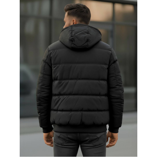 Vīriešu melna ziemas jaka Rock Ziemas jakas