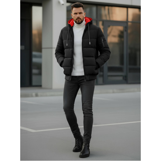 Vīriešu melna ziemas jaka Rock Ziemas jakas