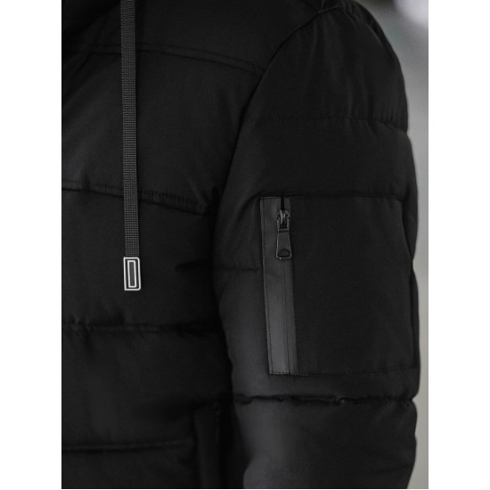 Vīriešu melna ziemas jaka Rock Ziemas jakas