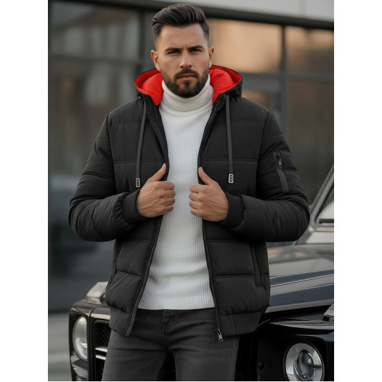 Vīriešu melna ziemas jaka Rock Ziemas jakas