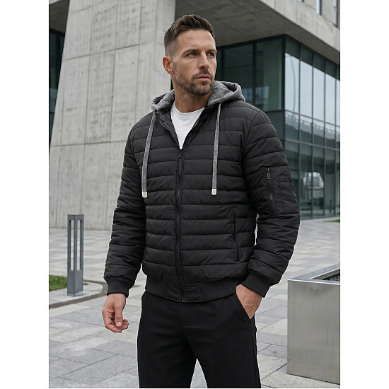 Kidol melna vīriešu jaka ar kapuci JS/8M985/392