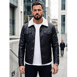 Vīriešu melna ādas jaka Rocks