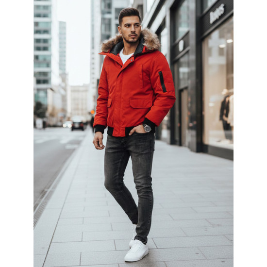 Bomber stila ziemas sarkana vīriešu jaka Lemor JS/201901