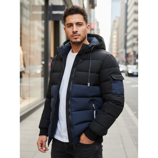 Vīriešu melna/tumši zila ziemas jaka Oscar