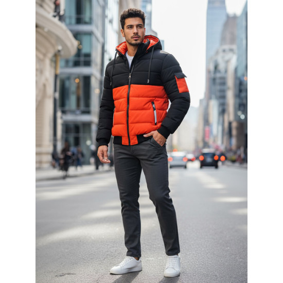 Vīriešu melna/oranža ziemas jaka Oscar