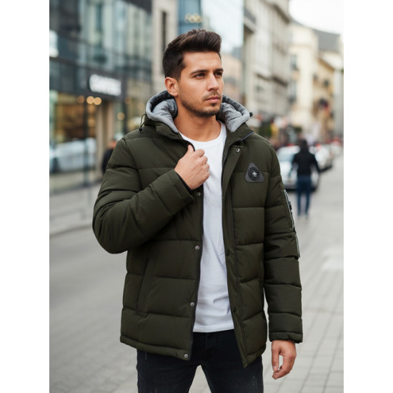 Vīriešu tumši zaļa ziemas jaka Race