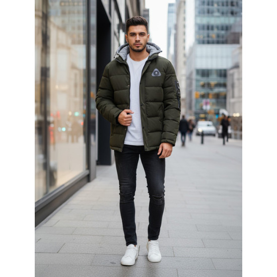 Vīriešu tumši zaļa ziemas jaka Race