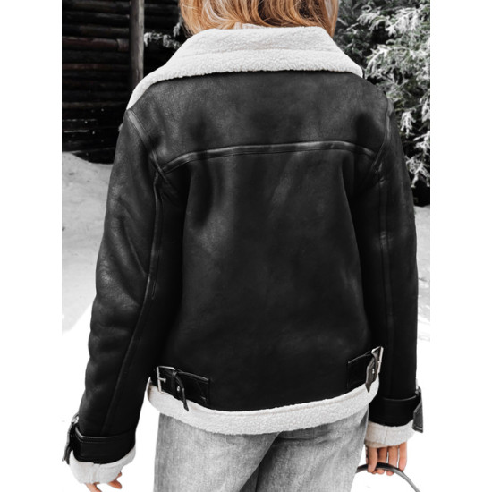 Sieviešu melna motociklista jaka ar zīlīti Loren Sieviešu jakas