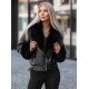 Sieviešu melna jaka ar melnu kažokādu Real Sieviešu jakas