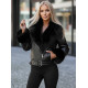 Sieviešu melna jaka ar melnu kažokādu Real Sieviešu jakas