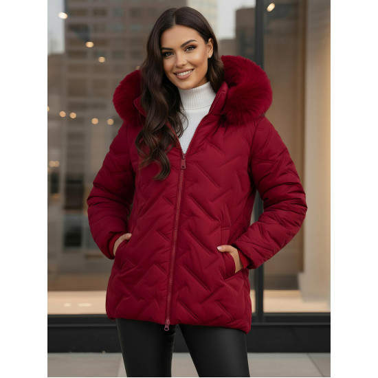Sieviešu bordo krāsas ziemas jaka ar kapuci Levi Sieviešu jakas