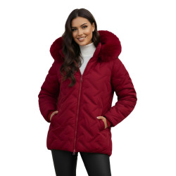 Women's burgundy winter jacket with hood Levi