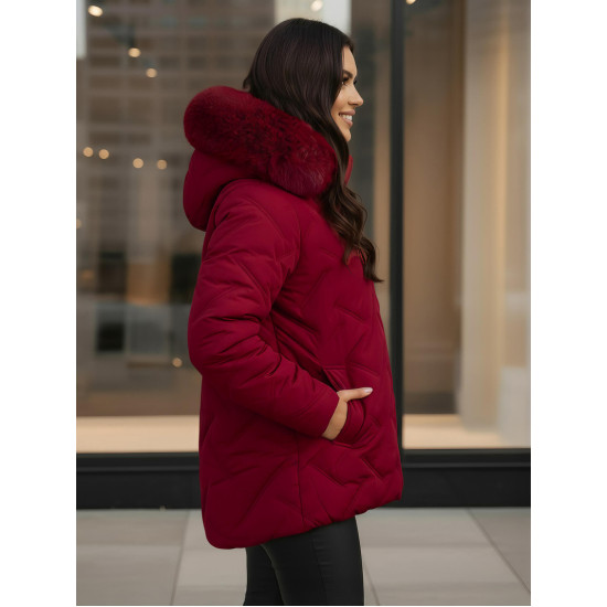Sieviešu bordo krāsas ziemas jaka ar kapuci Levi Sieviešu jakas