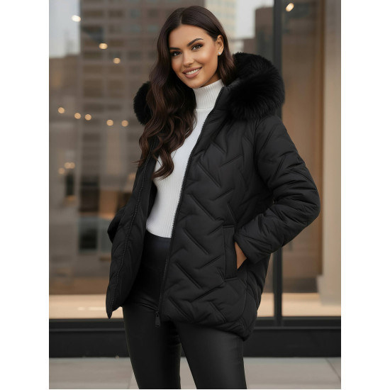 Sieviešu melna ziemas jaka ar kapuci Levi Sieviešu jakas