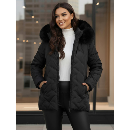 Sieviešu melna ziemas jaka ar kapuci Levi Sieviešu jakas