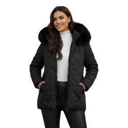 Women's black hooded winter jacket Levi