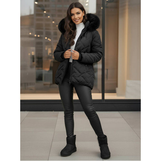 Sieviešu melna ziemas jaka ar kapuci Levi Sieviešu jakas