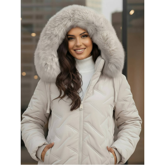 Women's light grey hooded winter jacket Levi Women's jackets